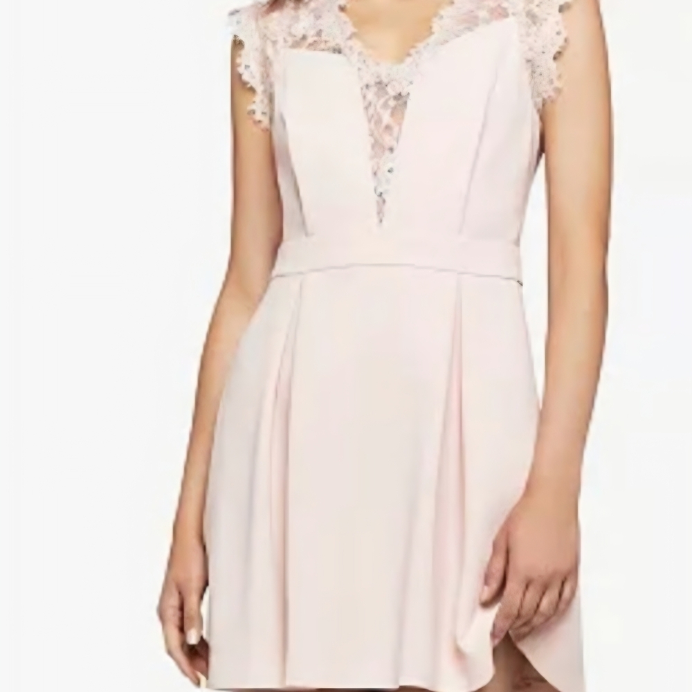 BCBGeneration Womens Blush Lace Mini Dress‎ Sz 8 New